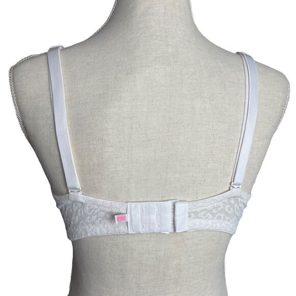 VS PINK Solid White Cheetah Animal Print Bra Adjustable removable straps 34DD - Picture 3 of 9